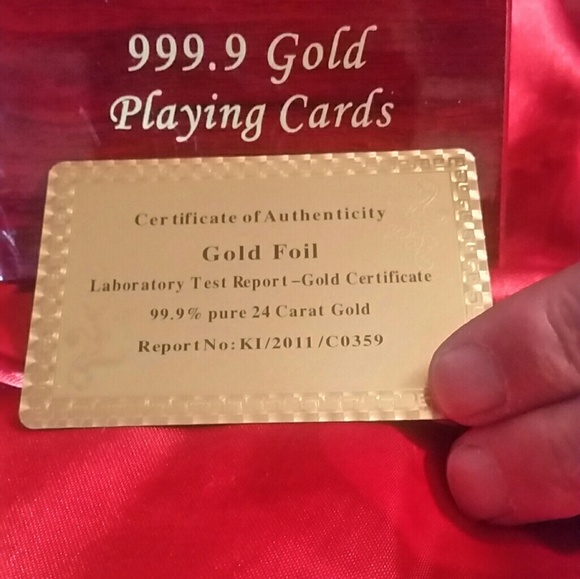 24k 999.9 PURE GOLD PLAYING CARDS IN CHERRY BOX. - Picture 2 of 2